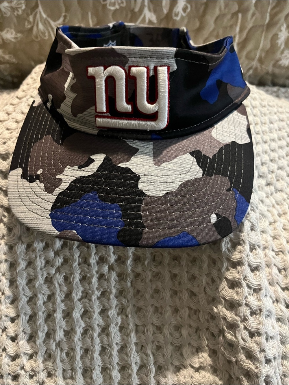 NFL NY Giants Camo Visor with Blue, Grey & Black Accents